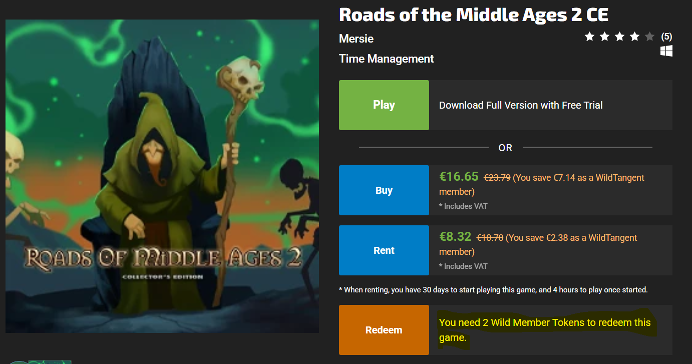 Orange REDEEM button on a game's product page