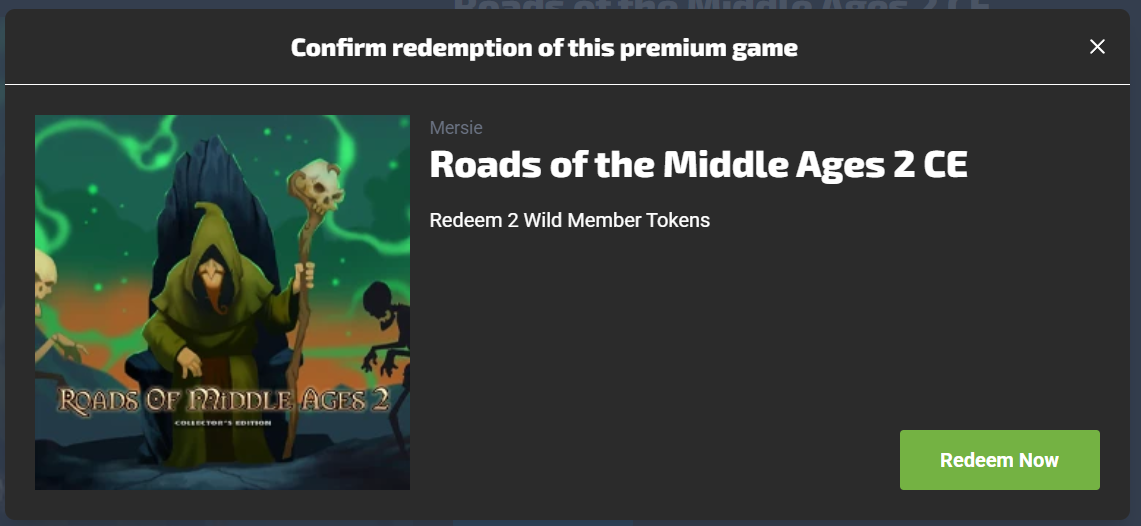 Redeem with Token confirmation prompt