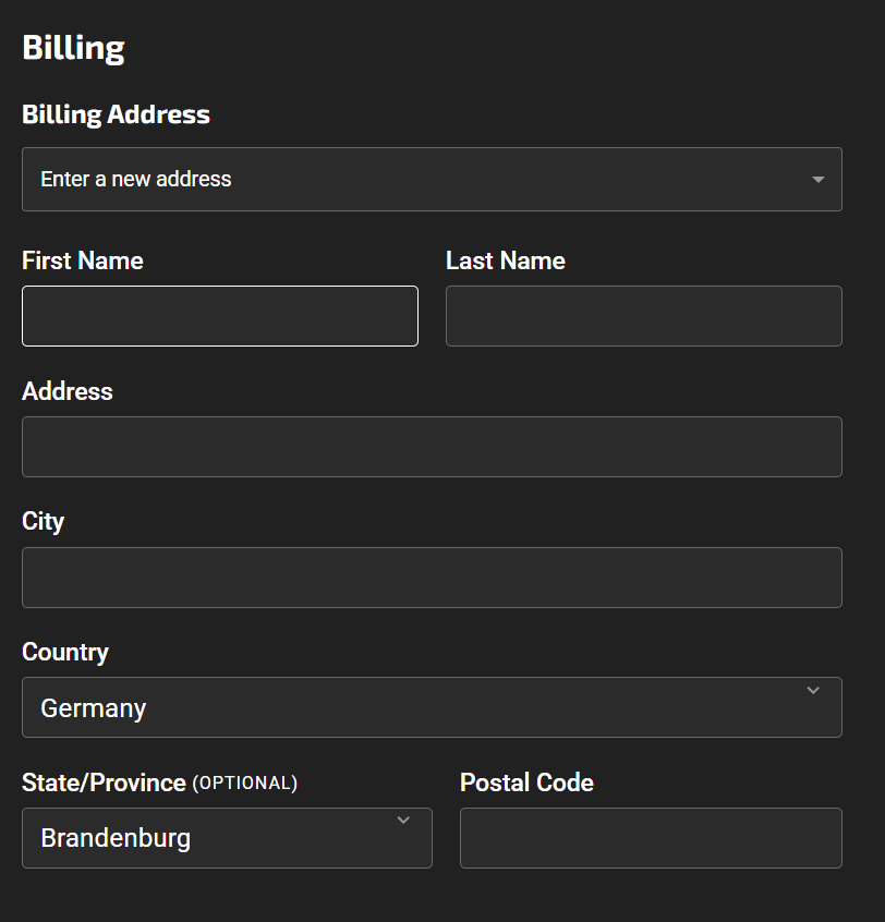 Billing address form