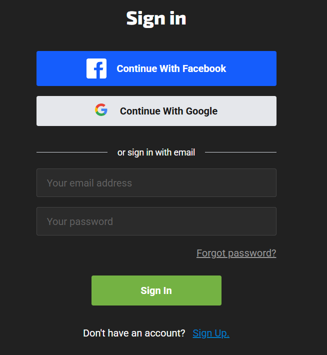 Sign-in form with email and password fields