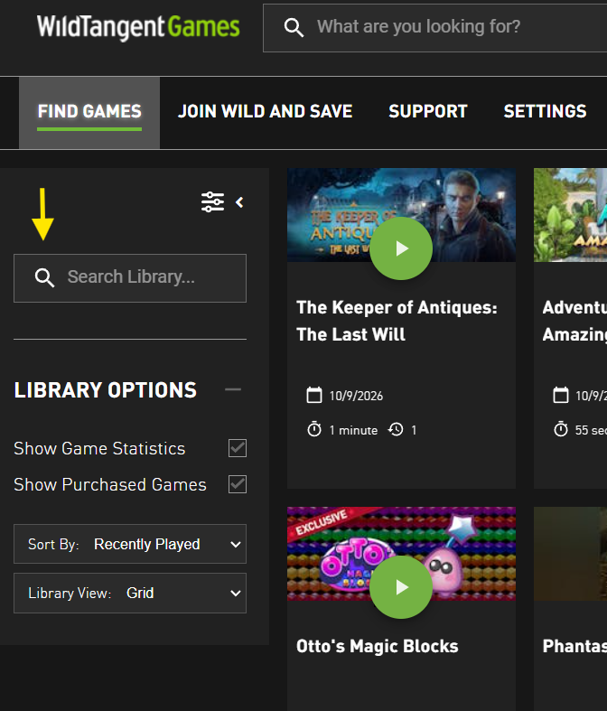 Search Library bar