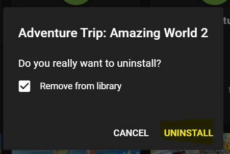 Uninstall confirmation box