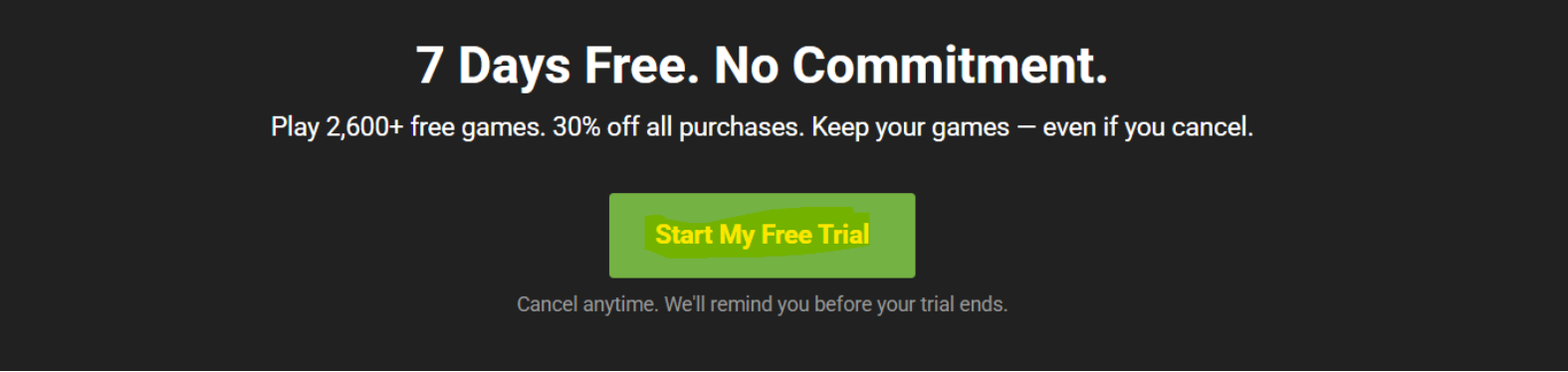 Start My Free Trial button on the free trial page