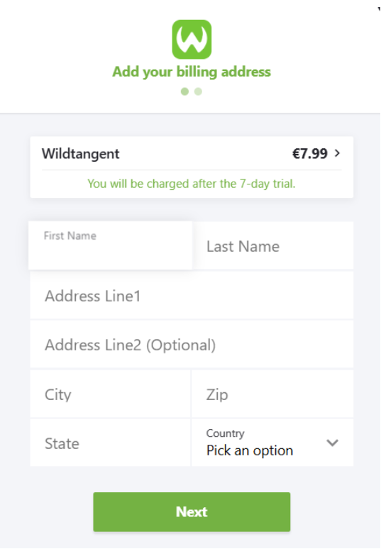 Billing address form
